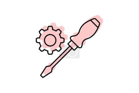 Schraubenzieher-Symbol, Schraube, Werkzeug, ziehen, lösen, editierbare Vektor, Pixel perfekt, Illustrator ai-Datei