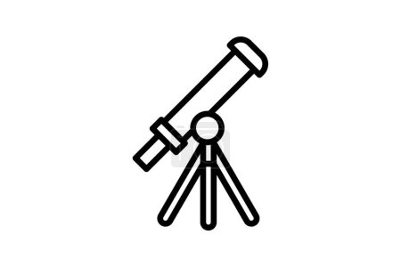 Icône du télescope, espace, astronomie, ciel, observation, vecteur modifiable, pixel parfait, fichier illustrateur ai