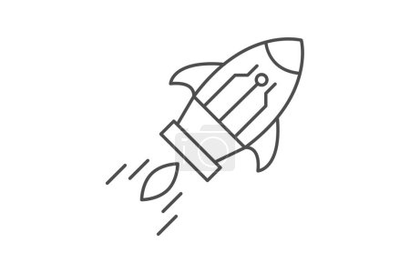 Startup cielo cohete icono, cohete cielo, cohete, lanzamiento, espacio, vector editable, píxel perfecto, ilustrador ai archivo