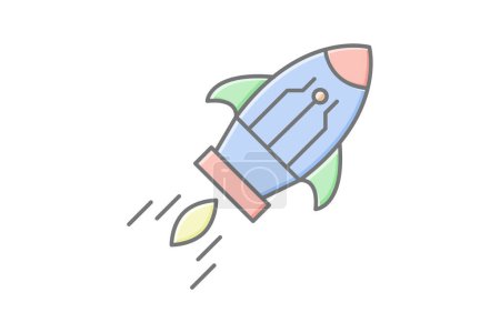 Startup cielo cohete icono, cohete cielo, cohete, lanzamiento, espacio, vector editable, píxel perfecto, ilustrador ai archivo