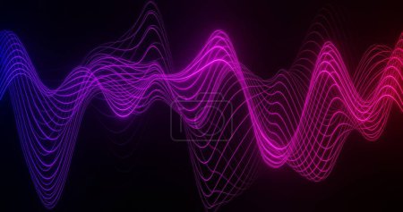 Téléchargez les photos : Abstract background using wave patterns such as neon fibers with blue and red gradient colors, black background, and 3d rendering in 4K size - en image libre de droit