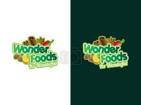 Photo for Wonder Food Logo Design - Colorful Green Emblem Logo - Royalty Free Image