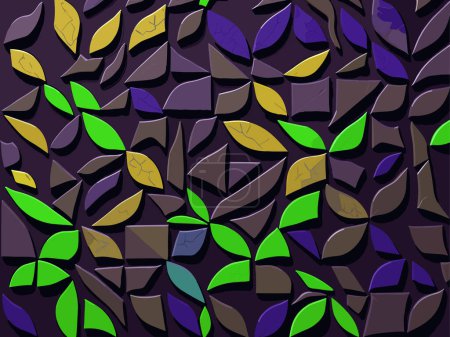 Ilustración de Seamless pattern with colorful leaves on dark background. Vector illustration - Imagen libre de derechos