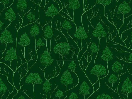 Photo for Seamless pattern with branches and leaves. Vector illustration in dark color - Royalty Free Image