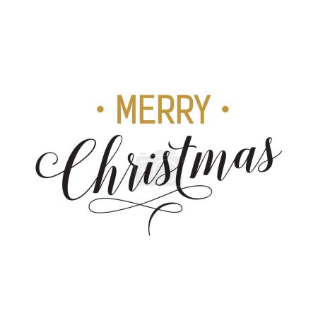 Merry Christmas lettering with flourish. Christmas design element. Handwritten and typed text, calligraphy. For greeting cards, posters, leaflets and brochure.