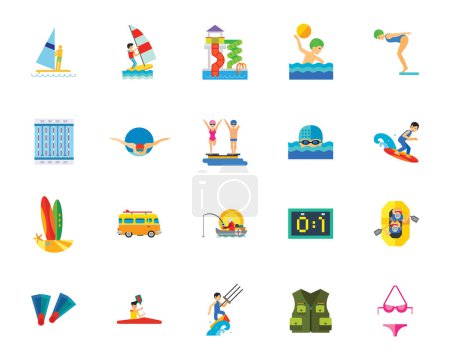 Water sport icon set. Can be used for topics like sport,healthy lifestyle, hobby, leisure, recreation, competition