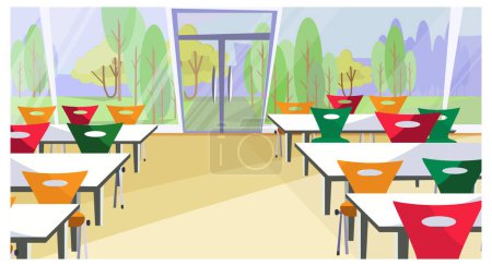 Diner interior vector illustration. Cafe, fast food restaurant, table, chair. Food industry concept. Can be used for topics like restaurant business, hotel, eating