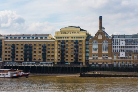 Photo for Buildings on the waterfront, Butlers Wharf, Thames River, Southwark, London - Royalty Free Image