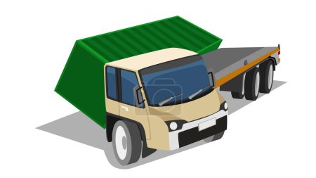 Illustration for Object accident of container trailer fell out of the truck car. Isolated white background. - Royalty Free Image