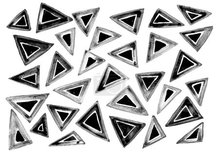 Photo for Triangles of different sizes on a white background. Black triangles with a white and gray outline. blurring - Royalty Free Image