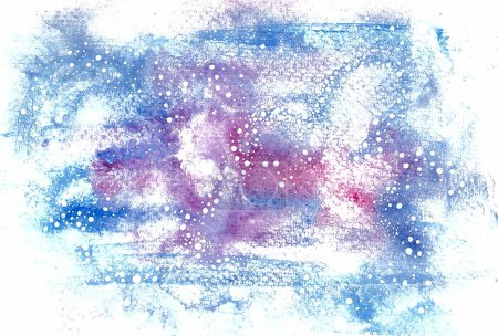 Photo for Abstract background. Watercolor blur. White, blue, purple colors. White dots on top. Paper texture. - Royalty Free Image