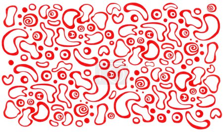 Photo for Abstract spots of different shapes, circles, dots. Drawn with red lines. Isolated on white background. Abstract background. - Royalty Free Image