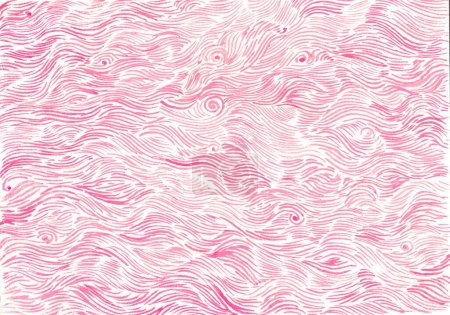 Photo for Abstract texture background. Decorative waves of delicate thin lines and curls of different lengths, sizes. Lines of pink color on white background. Watercolor. Different shades of pink color. - Royalty Free Image