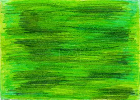 Photo for Abstract green background. Filled with texture drawn with colored pencils. Horizontal strokes. Different shades of green color, turquoise, yellow. Crayon texture. - Royalty Free Image