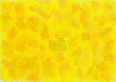 Photo for Background filled with texture drawn with colored pencils. Different shades of yellow, orange, ocher colors. Chaotical strokes. Crayon texture. - Royalty Free Image