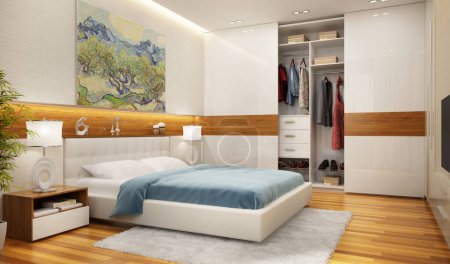 Photo for Beautiful bedroom and modern wardrobe - Royalty Free Image