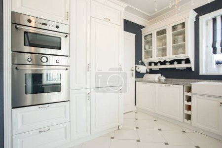 Photo for Horizontal view of kitchen interior with modern furniture - Royalty Free Image
