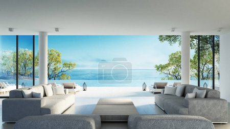 Photo for Beach living on Sea view / 3d rendering - Royalty Free Image