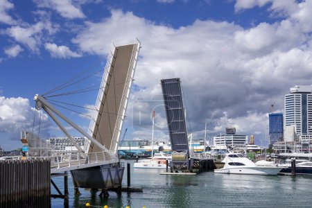 Photo for View of open bridge in Auckland at viaduct harbour area, New Zeland - Royalty Free Image