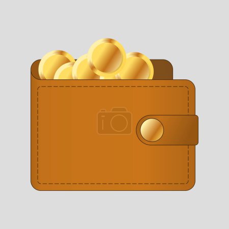 Wallet with coins. Gold coins in a wallet. Profit. Money. Increased income. Wallet with money