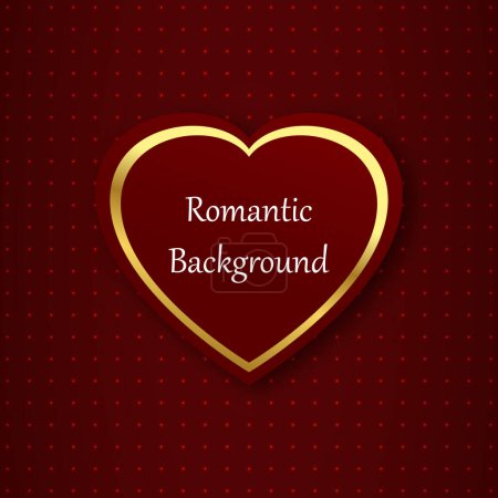 Romantic background with heart. Smooth wavy lines on a burgundy background