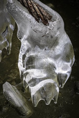 Téléchargez les photos : Sculptures et formations de glace hivernales naturelles sur le lac Creve Coeur à St. Louis Missouri - en image libre de droit