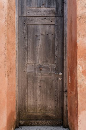 Photo for Old vintage wooden door. Travel concept. Traditional European old town building. Old historic architecture - Royalty Free Image