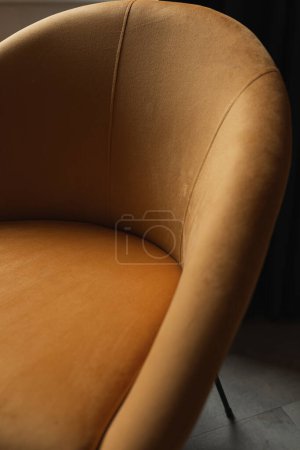 Photo for Closeup of orange lounge chair. Modern minimal home interior design decoration - Royalty Free Image
