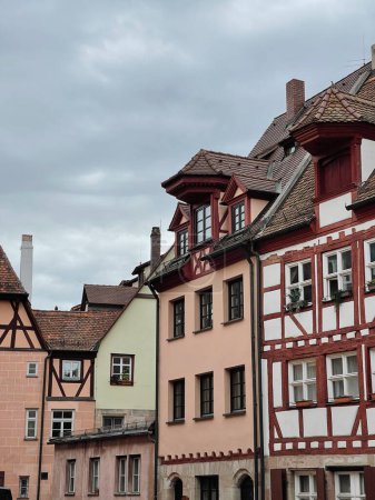 Photo for Traditional European old town buildings. Old historic architecture in Nuremberg, Germany - Royalty Free Image