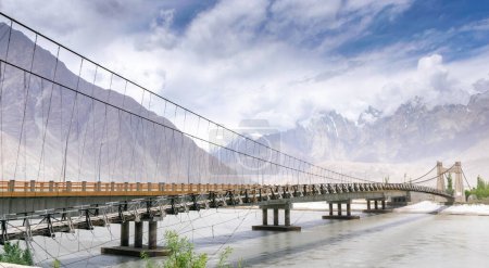 Photo for Old and New Saling Bridge over Shyok River, Khaplu - Royalty Free Image