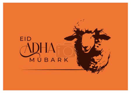 Téléchargez les illustrations : Aïd Adha Moubark Célébration islamique arabe saluant la conception de carte créative, art vectoriel abstrait conception de moutons - en licence libre de droit