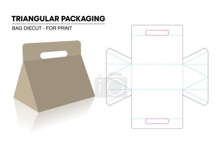 Téléchargez les illustrations : Idée d'emballage triangulaire Conception Aperçu 3D et prêt pour l'impression découpe vectorielle dimensions modifiables - en licence libre de droit