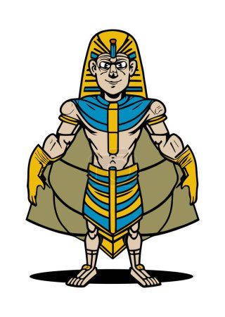 Ilustración de Faraónico Rey Caricatura Cómic Carácter vector arte dibujo super héroe estilo - Imagen libre de derechos