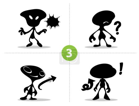 Illustration for Abstract 1-5 Cartoon comic characters variety with different expressions  silhouette and emotions for presentation for story board design vector art  5 set of characters library - Royalty Free Image