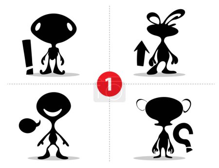 Illustration for Abstract 2-5 Cartoon comic characters variety with different expressions  silhouette and emotions for presentation for story board design vector art  5 set of characters library - Royalty Free Image
