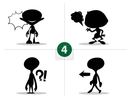 Illustration for Abstract 4 -5 Cartoon comic characters variety with different expressions  silhouette and emotions for presentation for story board design vector art  5 set of characters library - Royalty Free Image