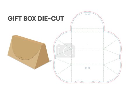 Geschenk-Box gestanzte Idee 3D-Zeichnung Attrappe mit gestanzten editierbaren Linien Vorlage mit Ausschnitt, Vektor-Datei bereit für den Druck