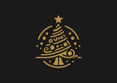 Ilustración de Feliz año nuevo 2024 Gold Greetings Card abstracto árbol de navidad simple Vector ilustración elegante diseño de logotipo de lujo - Imagen libre de derechos