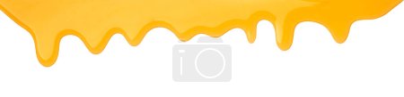 Photo for Flowing drops of honey on a white background top view with space for text. Abstraction from honey drips on isolation. Fluid yellow sludge. - Royalty Free Image