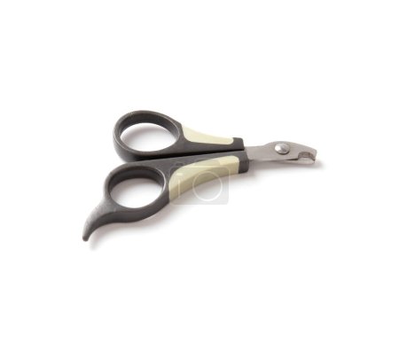 Téléchargez les photos : Tool for clipping claws of animals on a white background. Scissors for cutting claws for pets on isolation. Hygiene for cats and dogs. Animal foot care. - en image libre de droit