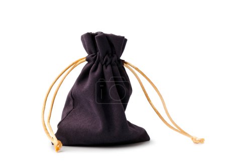 Photo for Soft velor fabric pouch with drawstring isolated on white background. - Royalty Free Image