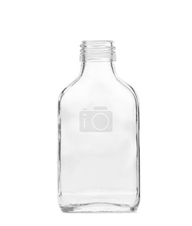 Photo for Empty glass transparent bottle for alcoholic drinks, isolated on white background. Glassware. - Royalty Free Image