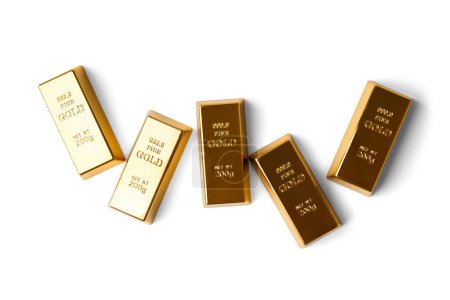 Photo for Gold bars isolated on white background, top view. The concept of finance, business, success, wealth, successful investment. - Royalty Free Image