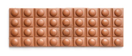 Photo for Large whole chocolate bar on a white background, top view. Milk chocolate isolated. - Royalty Free Image