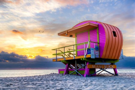 Photo for Lifeguard tower on Miami Brach. - Royalty Free Image