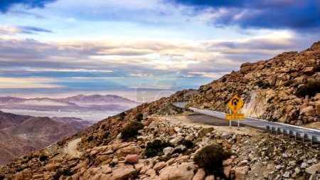 Photo for Road and mountain landscape with sunset in mountains - Royalty Free Image