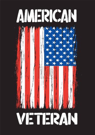 Téléchargez les illustrations : American veteran flag grunge distressed - en licence libre de droit