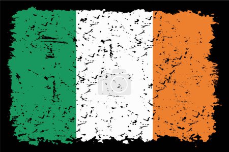 Téléchargez les illustrations : Ireland grunge flag texture frame - en licence libre de droit
