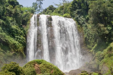 Landschaftsfoto des großen Wasserfalls auf dem Reiseziel Semarang Central Java. Das Foto eignet sich für Erlebnismedien, Naturplakate und Waldhintergrund.
