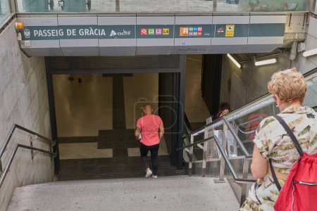 Photo for 04-08-2023. Barcelona, Spain,entry and exit turnstiles at the Barcelona Passeig de Gracia train station - Royalty Free Image